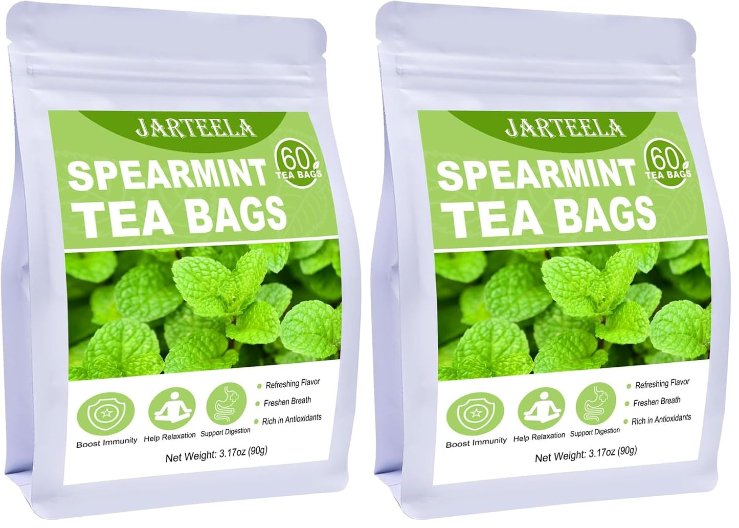 Jarteela Lemon Balm Tea, 1.5g x 60 Count - Natural Melissa Officinalis - Pyramid Herbal Lemon Balm Tea Bags for Digestion - Non-GMO - Caffeine-Free