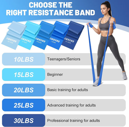 5 Pcs Resistance Bands, Professional Exercise Bands Elastic Stretch Bands for Fitness Yoga Pilates Stretching Strength Training, Workout Bands for Women and Men Home Gym