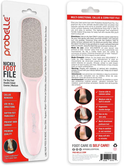 Probelle Double Sided Multidirectional Nickel Foot File Callus Remover - Immediately Reduces calluses and Corns to Powder for Instant Results, Safe Tool (Dark Grey)
