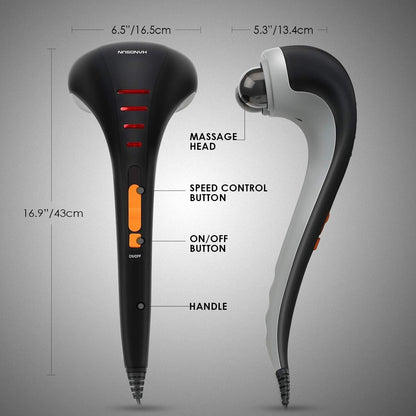 HANGSUN Handheld Neck Back Massager for Pain Relief Deep Tissue, Double Head Full Body Percussion Massage MG400 for Shoulder, Leg, Foot, Muscles