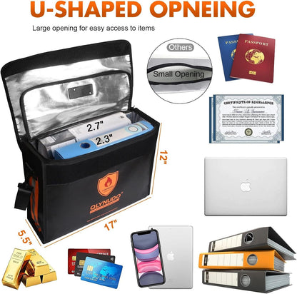 Large Fireproof Bag for Documents, Fire Safe Box for 3-Ring Binders