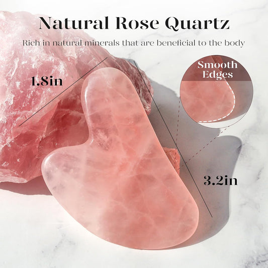 BAIMEI IcyMe Natural Rose Quartz Gua Sha Facial Sculpt Massage Tool-Pink