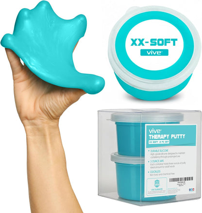 Vive Therapy Putty for Adults, for Hand (2 Pack) - Occupational Sensory Stress Relief Tools - for Physical Exercise, Finger Pain, Grip Strength, Rehab, Arthritis, Forearms, Fidgeting, Motor Skills