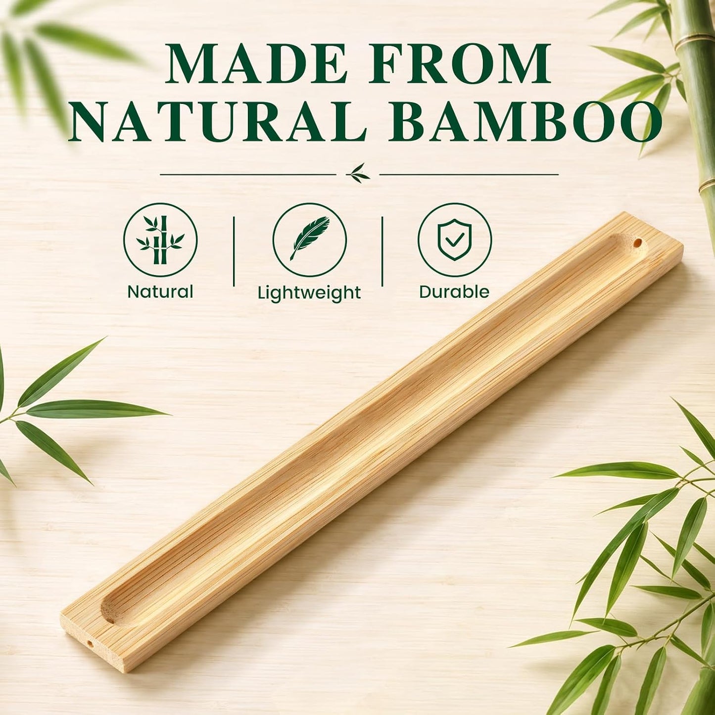6 Pack Bamboo Incense Holders for Sticks, Ash Catcher Design