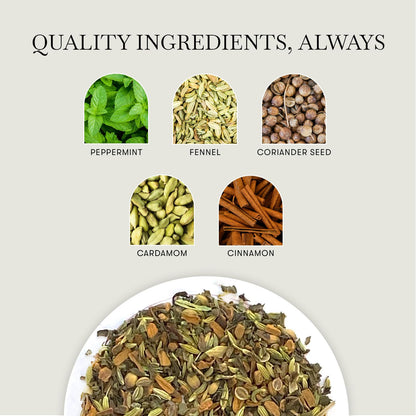 Luxmi Estates Fennel Mint Herbal Tea | Loose Leaf in Resealable Tin Caddy 100g (3.5oz, ~50 Cups) | 5-Herb Ayurvedic Digestive Blend with Fennel, Peppermint, Coriander Seed, Cardamom & Cinnamon, Caffeine-Free
