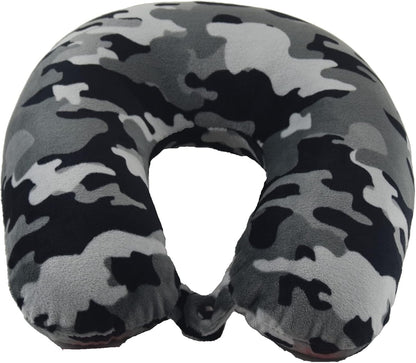 Wolf Essentials Adult Fleece Travel Neck Pillow for Airplane, Charcoal