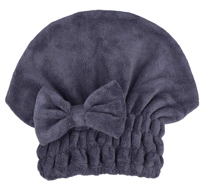 Microfiber Hair Drying Towels Head wrap with Bow-Knot Shower Cap Hair Turban hairWrap Bath Cap for Curly Long & Wet Hair Gift for Women Blackx2