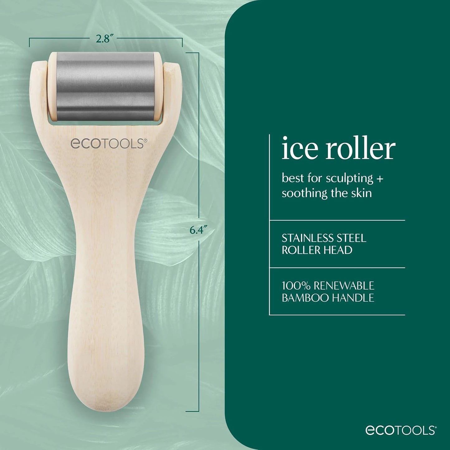 EcoTools Ice Roller, Stainless Steel Cooling Facial Roller & Neck Sculpting Tool, Depuff, Vegan & Cruelty-Free Self-Care Gift for Beginners & Experts, 1 Count