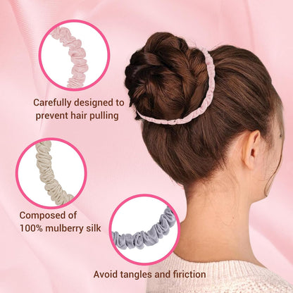 22 Momme 6PCS 100% Mulberry Silk Hair Ties Small Silk Scrunchies for Women Girls Curly Thick Thin Hair .Women's Black Cute Satin Sleepy Bulk Hair Tie Scrunchie Sleep