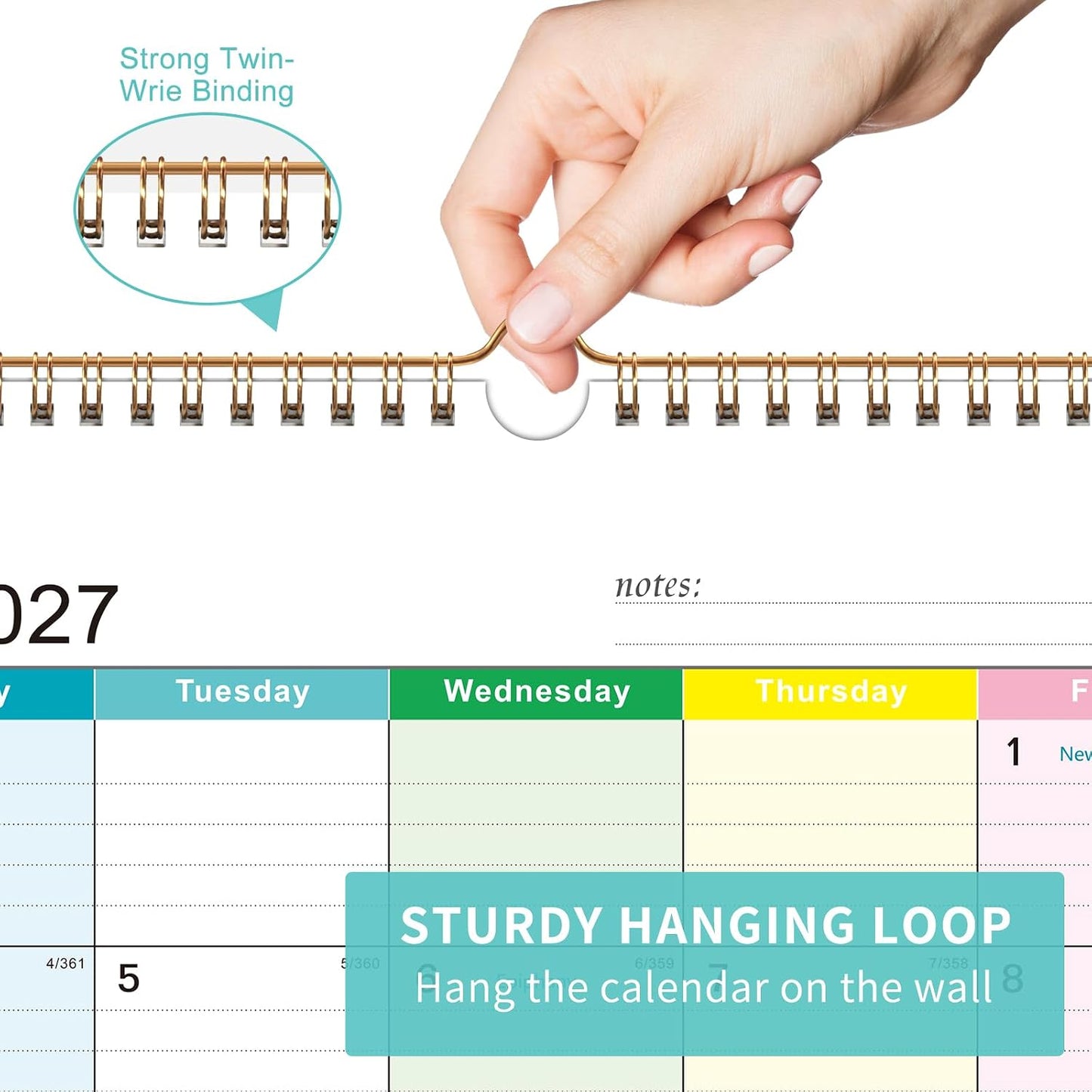 Large Wall Calendar 2026-2027, 18-Month Wall Calendar from July 2026 to December 2027, 15" x 22" 2026 Wall Calendar with Spacious Blocks, Julian Dates, Habit Tracker & Full-Year Reference for Home Office School Colorful