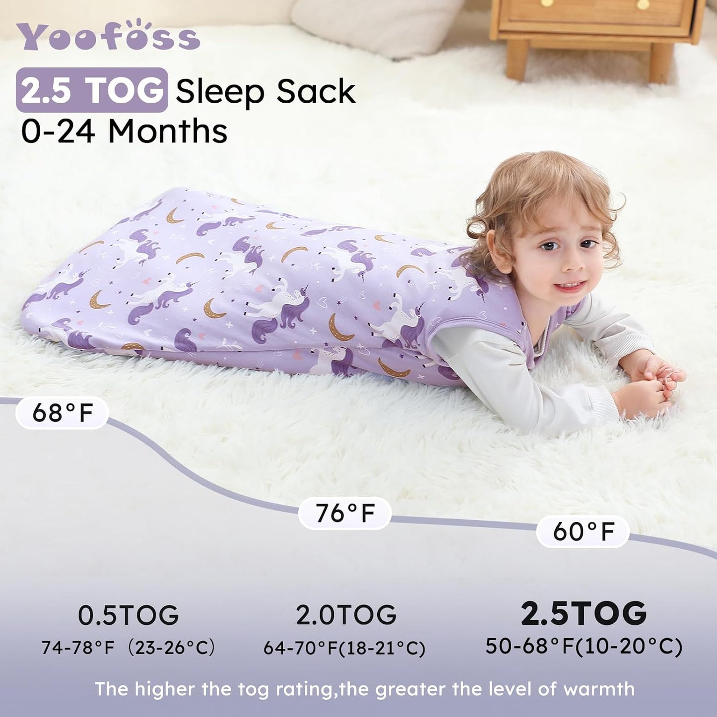 Yoofoss Baby Sleep Sack Baby Wearable Blanket 100% Cotton 2-Way Zipper Toddler Sleeping Sack