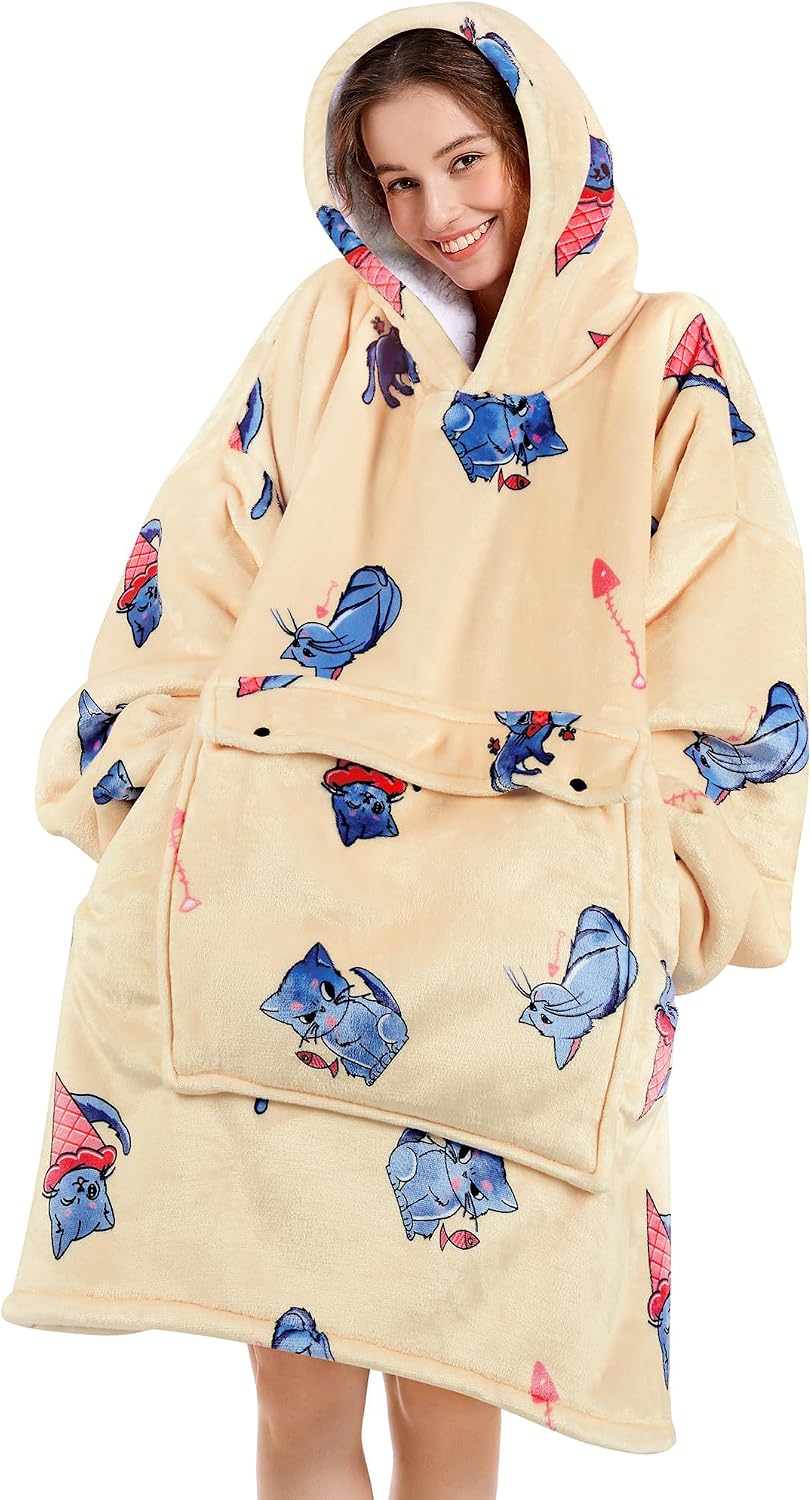 Narecte Cozy Oversized Blanket Hoodie Wearable Blanket Adults Soft Hooded Blanket Hoodie Birthday Gifts for Women Christmas - Colors B
