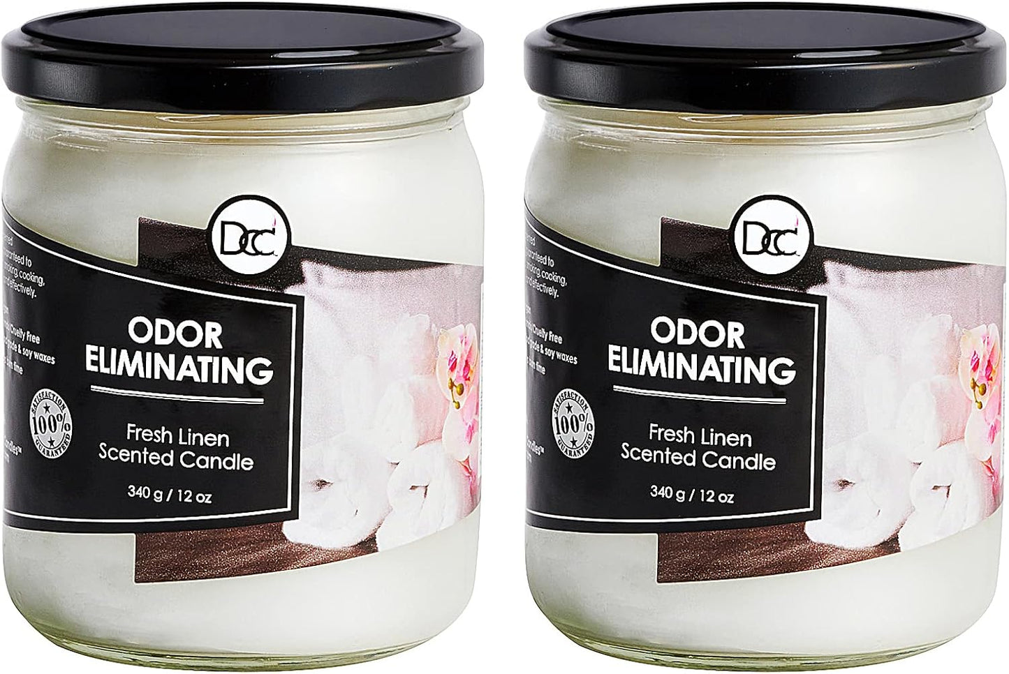 Vanilla Bean Odor Eliminating Highly Fragranced Candle - Eliminates 95% of Pet, Smoke, Food, and Other Smells Quickly - Up to 80 Hour Burn time - 12 Ounce Premium Soy Blend - Colors B