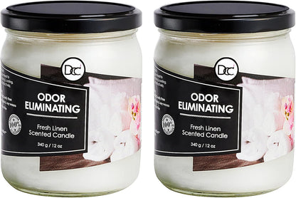 Vanilla Bean Odor Eliminating Highly Fragranced Candle - Eliminates 95% of Pet, Smoke, Food, and Other Smells Quickly - Up to 80 Hour Burn time - 12 Ounce Premium Soy Blend - Colors B