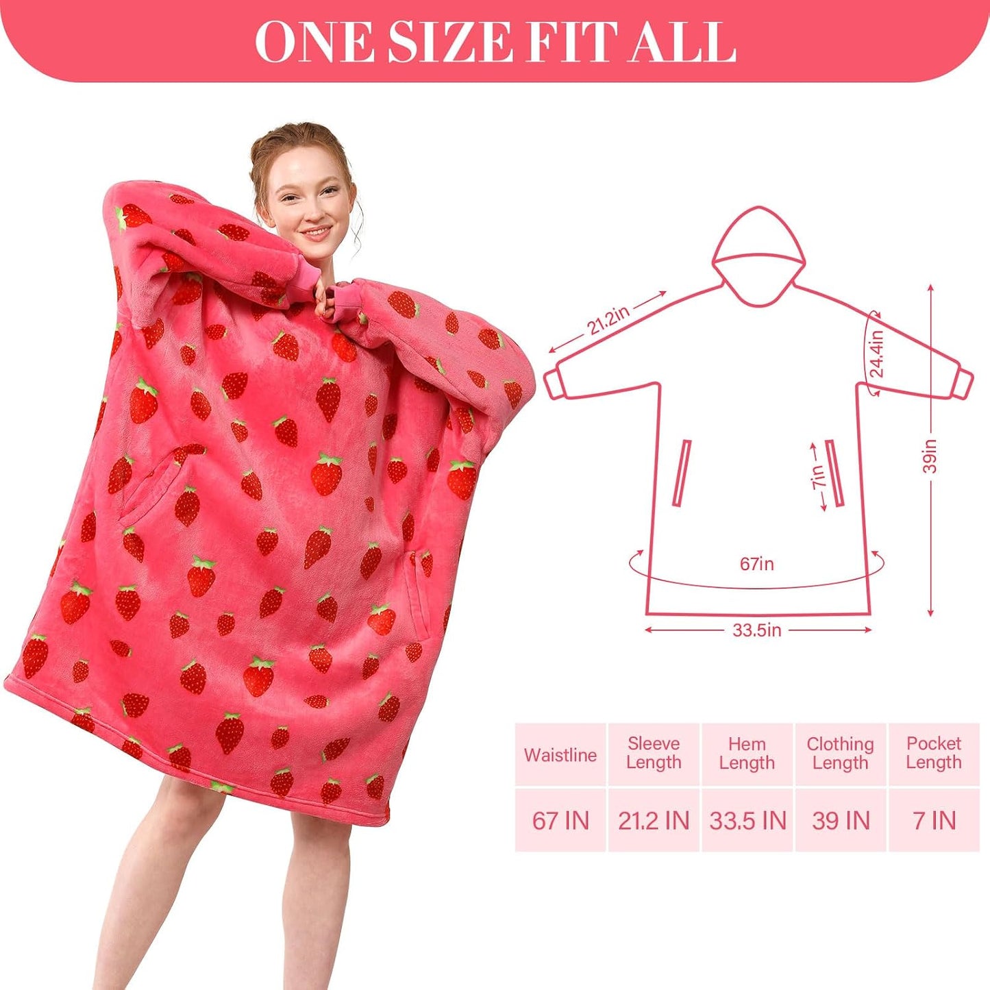 LetsFunny Blanket Hoodie,Oversized Wearable Sherpa Fleece Blanket Sweatshirt,Super Soft Warm Cozy with Giant Pocket,Gifts for Women Men Adults Teenagers, One Size Fits All