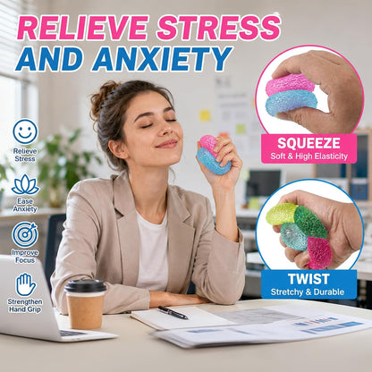 4PCS Textured Stress Balls, Squeeze Balls Fidget Balls for Anxiety Stress Relief, Squishies Fidget Toys for Teens and Adults, Sugar Balls for Classroom Prize Favors Easter Basket Stuffers