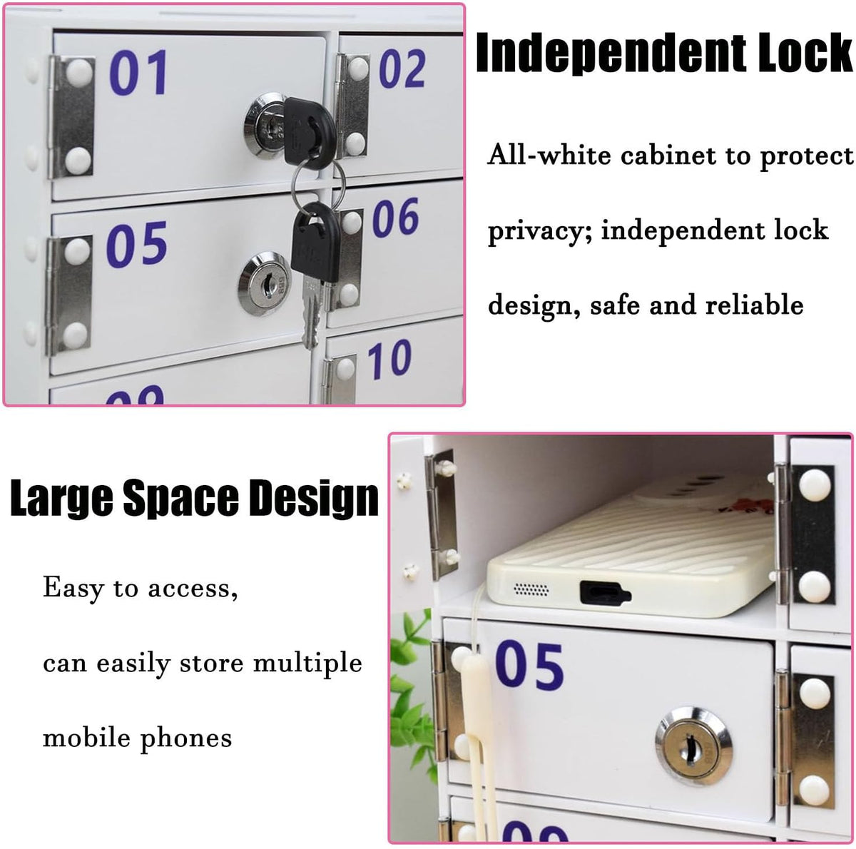 Acrylic Phone Storage, Wall-Mounted Charging Station, 40 Slots Pocket Holder for Mobile Phones, Compact Desk for Home & Office Use,40Slots