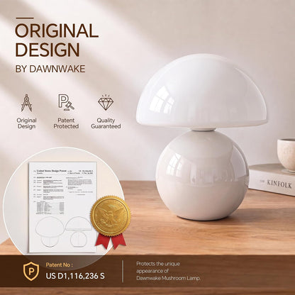 Dawnwake Mushroom Lamp Table Lamp for Bedroom-Small Desk Table Lamps,White
