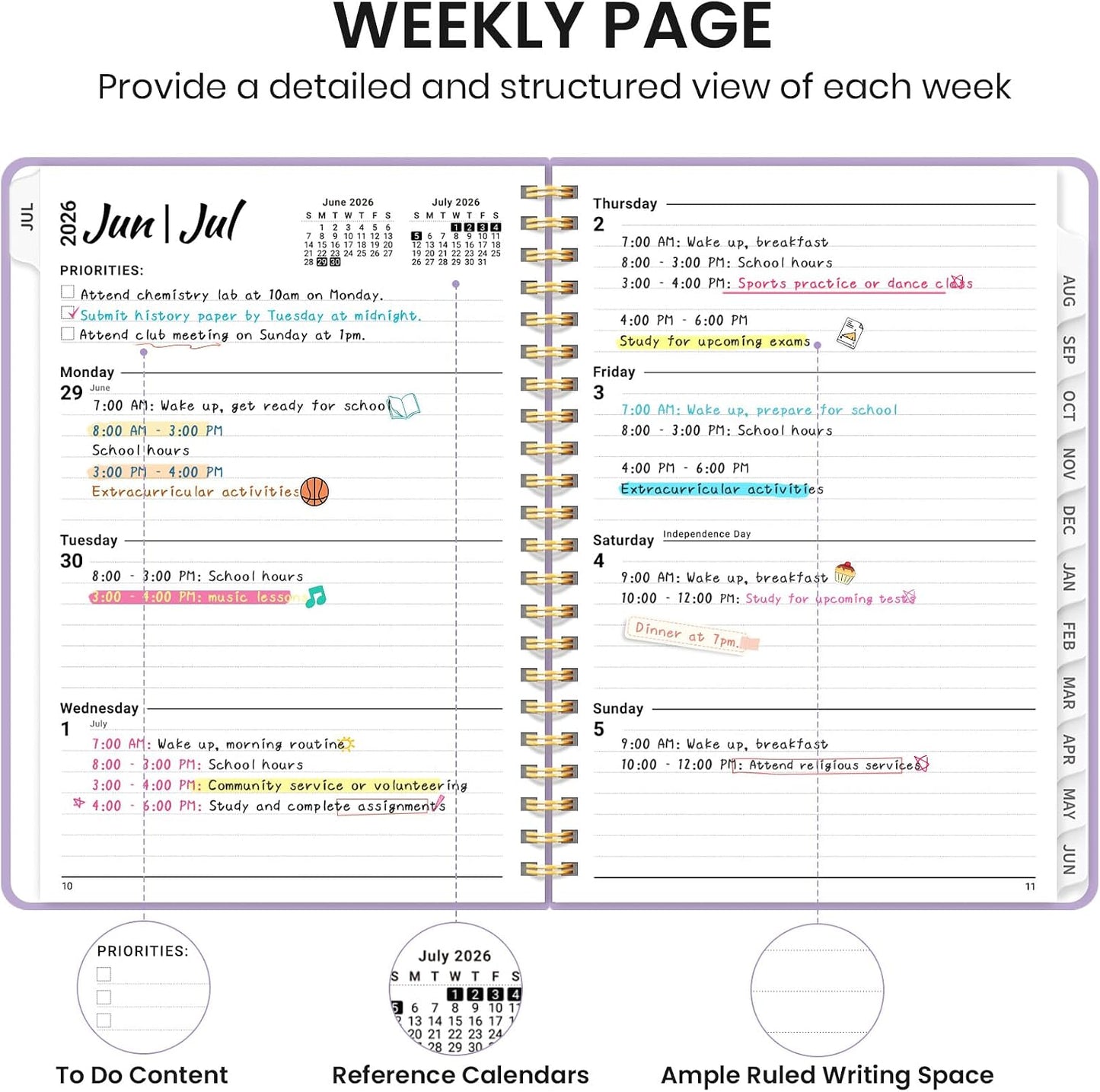 Planner 2026-2027 for Women & Men, Academic Monthly and Weekly Calendar Planner, Jul 2026 - Jun 2027, A5 (6.3" x 8.5"), Teacher Student Planning Book with Tabs, Ideal for Office School Supplies - Pink