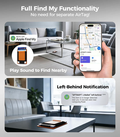 for MagSafe Wallet Works with Apple Find My, 5-Card RFID Holder with Pop-Up Strap, Strong Magnetic Wallet for iPhone 17/16/15/14/13/12 Pro Max Air Plus, Wireless Charging, Black