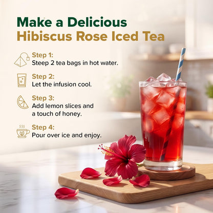 VAHDAM, Hibiscus Rose Tea Bags - 100% Whole Hibiscus Flowers Herbal Tea Bags (100 Count) With Rose, Chamomile & Exotic Spices | Caffeine Free, Floral Flavor Tisane | Resealable Ziplock Pouch