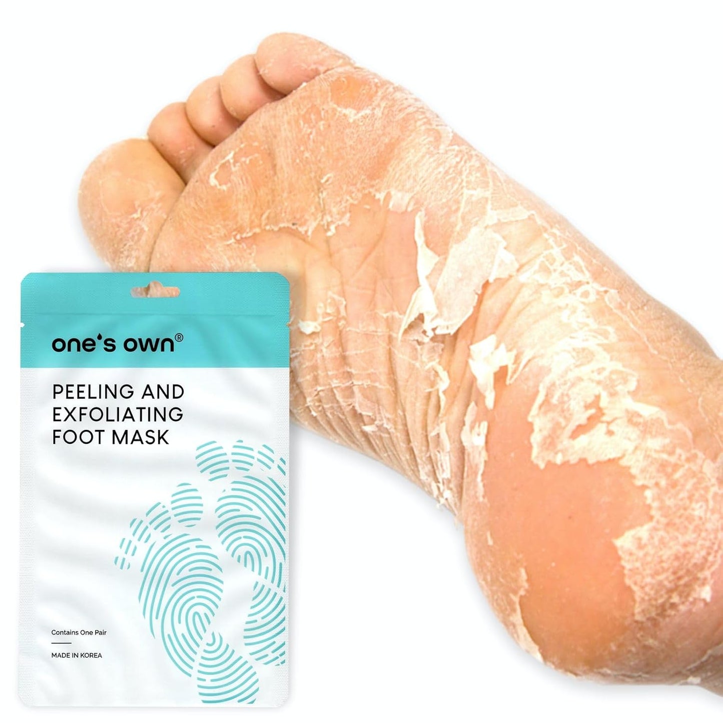 One's Own Korean Exfoliating Foot Peeling Mask, Moisturizing Foot Mask for Dry Cracked Feet, Feet Exfoliator to Peel Off Dead Skin & Callus Removal for Baby Soft Skin, Cruelty-Free & Safe, 2 Pair