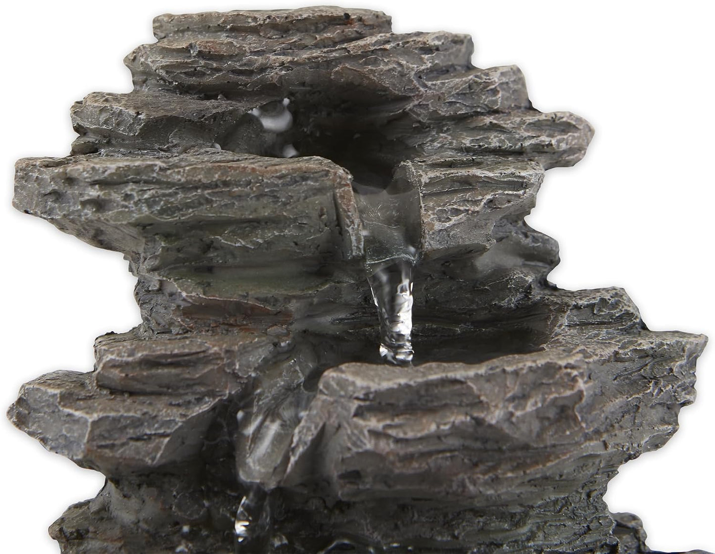 Zingz & Thingz Zen Collection Resin Tabletop LED Water Fountain, Four-Tier, 9.5x9.5x10