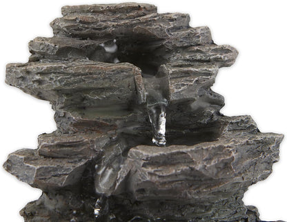 Zingz & Thingz Zen Collection Resin Tabletop LED Water Fountain, Four-Tier, 9.5x9.5x10