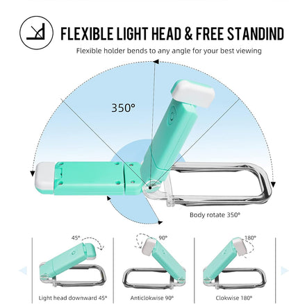 EGWASER Book Reading Light, Portable USB Rechargeable LED Clip on Book Lights for Reading in Bed, 3 Brightness Adjustable Dimmable Bookmark Light for Eye-Protection, Reading Lamp (White)