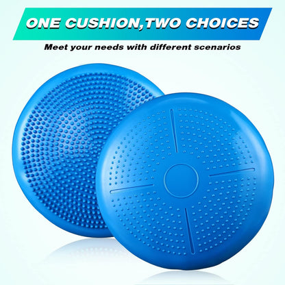 Leitee 10 Pcs Inflated Wobble Cushion Wiggle Seat Balance Disc with Needle Pump Adult Sensory Balance Cushion for Exercise Fitness Yoga Strengthen Core Stability Physical Therapy