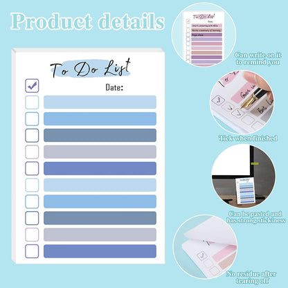 4 Pack to Do List Notepad, 4x6 Daily to Do List Sticky Notes