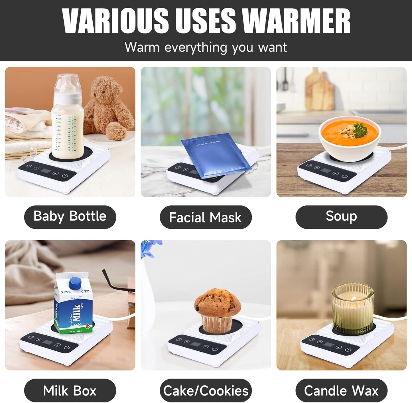 Mug Warmer - Electric Coffee Mug Warmer with Timer,Coffee Cup Warmer for Desk Auto Shut Off,Smart 6-Temperature Control, Coffee Accessories for Coffee Lovers, Black