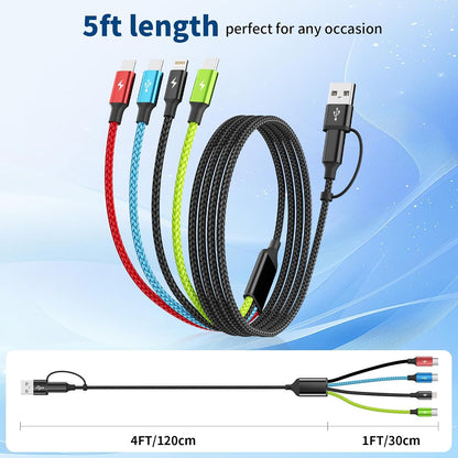 4 in 1 Multi Charging Cable, 5FT Charging Cords for Multiple Devices