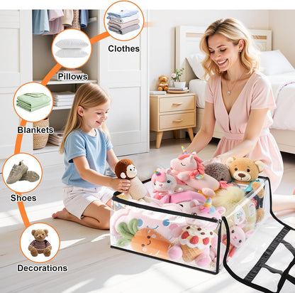 SpaceTrove Clear Storage Bags, 4-Pack Under Bed and Closet Organizers 40L