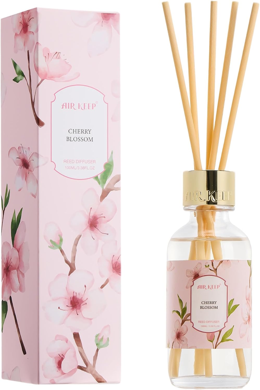 Airkeep Reed Diffuser Oil Set with Reed Sticks,Citrus Aromatherapy Oil Scent Diffuser for Home Office Bathroom Decoration Perfume and Gifts 3.38oz/100ml