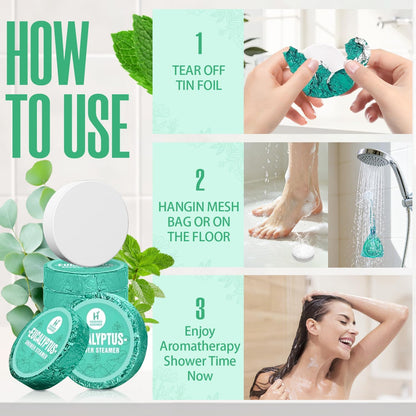 Shower Steamers Aromatherapy, Christmas Stocking Stuffers for Adults Women Men Teens White Elephant, Birthday Gifts, Organic Eucalyptus & Mint Essential Oil, 5-Pack Shower Bombs, Relaxation Home SPA