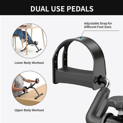 Pedal Exerciser Mini Stationary Cycle with Adjustable Resistance, Under Desk Bike for Home Exercise Equipment, Lightweight and Compact