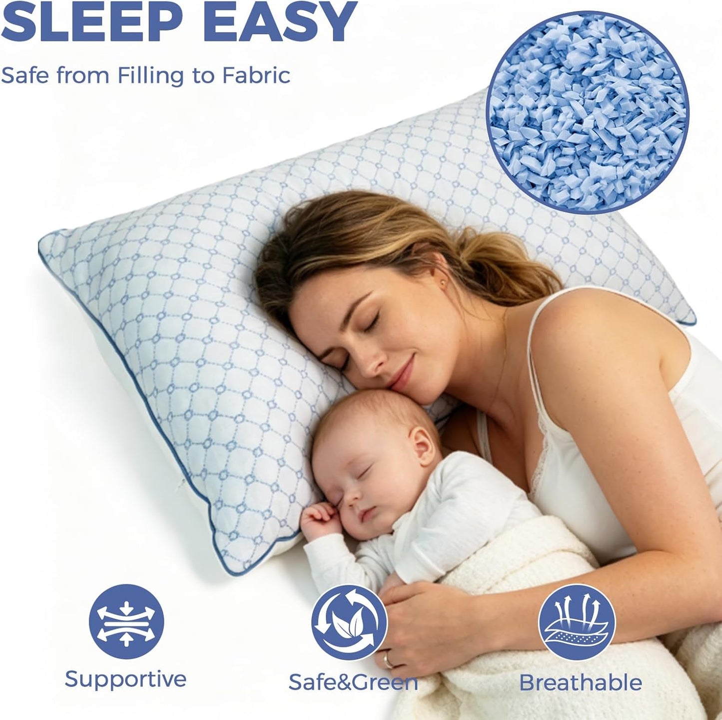 Adjustable Bed Pillows Queen Size Set of 2 for Sleeping, Soft and Supportive Bed Pillows with Memory Foam Filling for Side, Back and Stomach Sleepers, Neck Supportive-Queen Size, 2 Pack