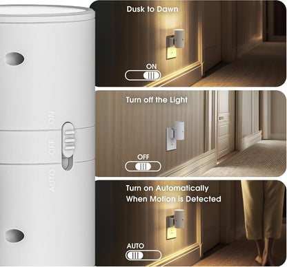 Briignite Night Lights Plug into Wall, Modern LED Night Light Plug in, Dusk to Dawn Sensor,Amber Night Light 0-100LM Adjustable Brightness, Dimmable NightLight for Hallway, Bedroom, Stairway, 2 Pack