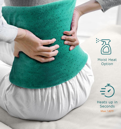 Heating Pad for Back Pain Relief, 33"x17" Electric Heating Pad for Shoulder, Neck, Cramp, Menstrual Pain, Christmas Gifts for Women Men Mom Dad - 6 Heat Settings and Auto-Off, Moist/Dry Heat pad, Gray