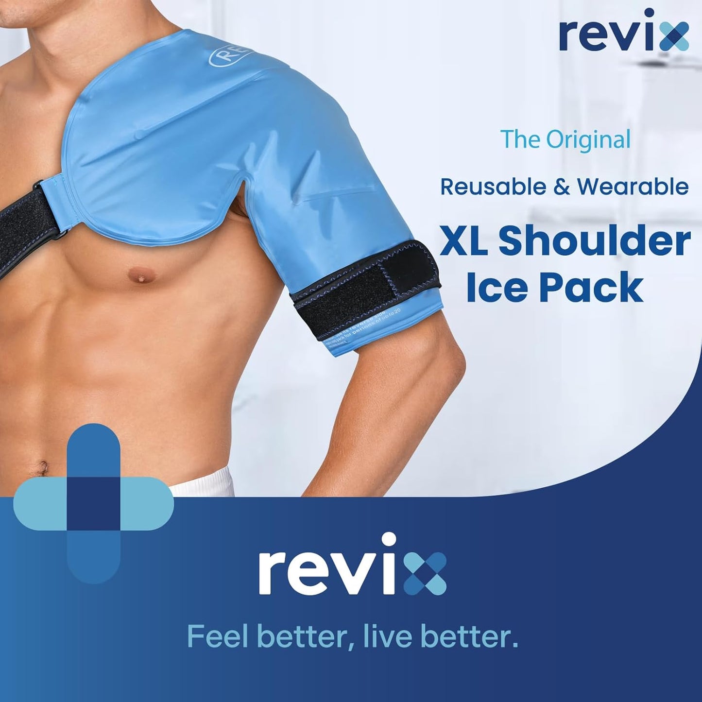 REVIX Shoulder Ice Pack for Rotator Cuff Cold Therapy, Arm Gel Ice Pack for Injuries Reusable, Flexible Cold Compression Wrap for Post-Workout Recovery, Fatigue and Shoulder Discomfort, Blue