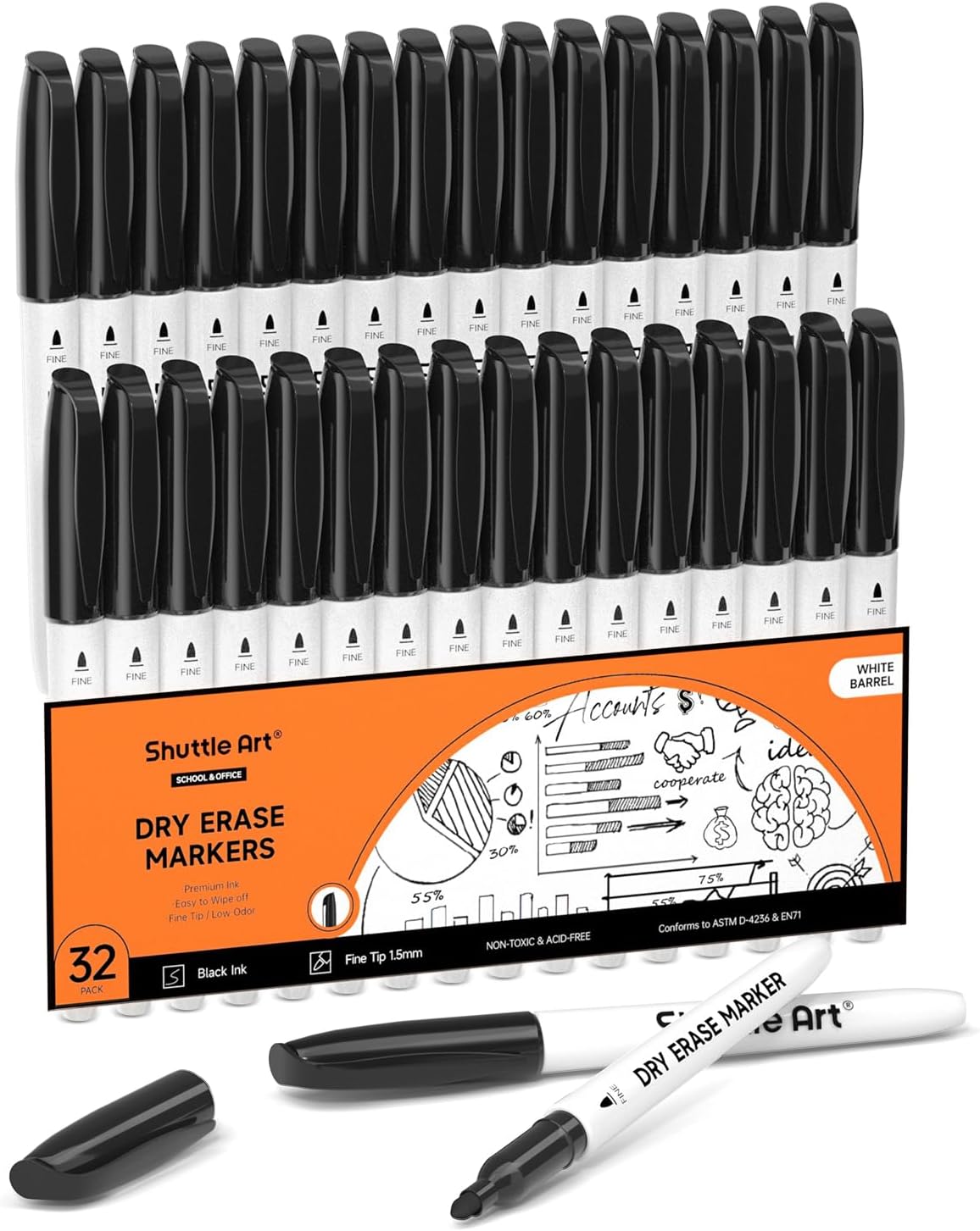Shuttle Art Magnetic Whiteboard Markers, 20 Pieces Fine Tip and Eraser, Dry Erase Whiteboard Markers, for Writing on Whiteboards, Weekly Planner, Glass for School Office Home