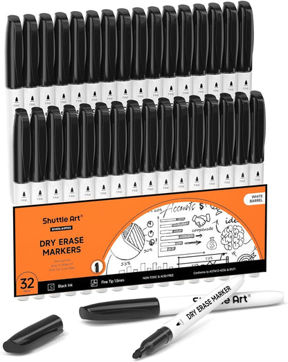 Shuttle Art Magnetic Whiteboard Markers, 20 Pieces Fine Tip and Eraser, Dry Erase Whiteboard Markers, for Writing on Whiteboards, Weekly Planner, Glass for School Office Home