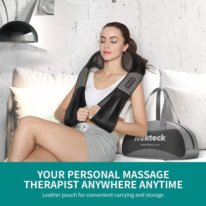 Nekteck Heated Shiatsu Neck Massager with Bag for Pain Relief, NOT Cordless