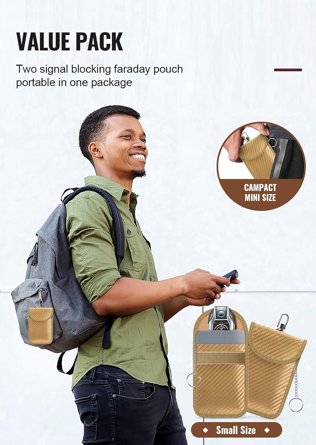 Faraday Pouch for Car Keys, Faraday Bag, Car RFID Signal Blocking Holder, Key Fob Protector, Key fob cage Block Signal Anti-Theft Fob Case (2 Pack)