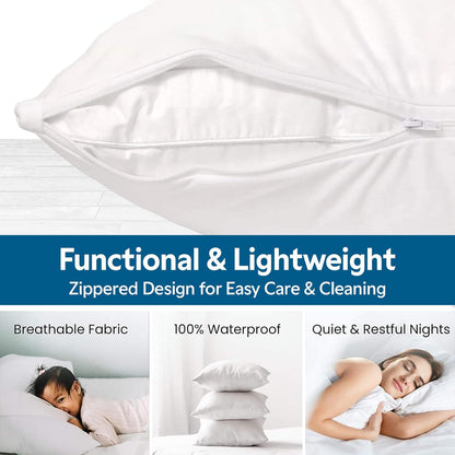 Guardmax Jersey Knitted Pillow Protector with Zipper Standard Size - 4 Pack -100% Waterproof, Bed Bug Proof, Dust Mite Proof, & Hypoallergenic Pillow Covers - Premium Zippered Pillow Cases. (20 X 26)