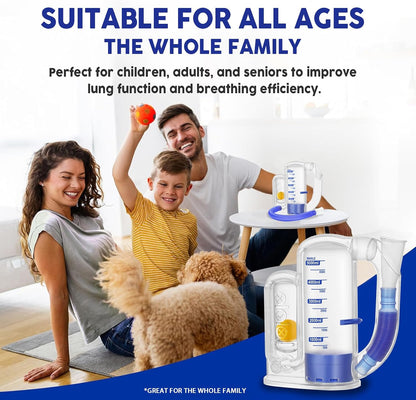 Breathing Exercise Device for Lungs, Deep Breathing Trainer for Respiratory Health & Recovery