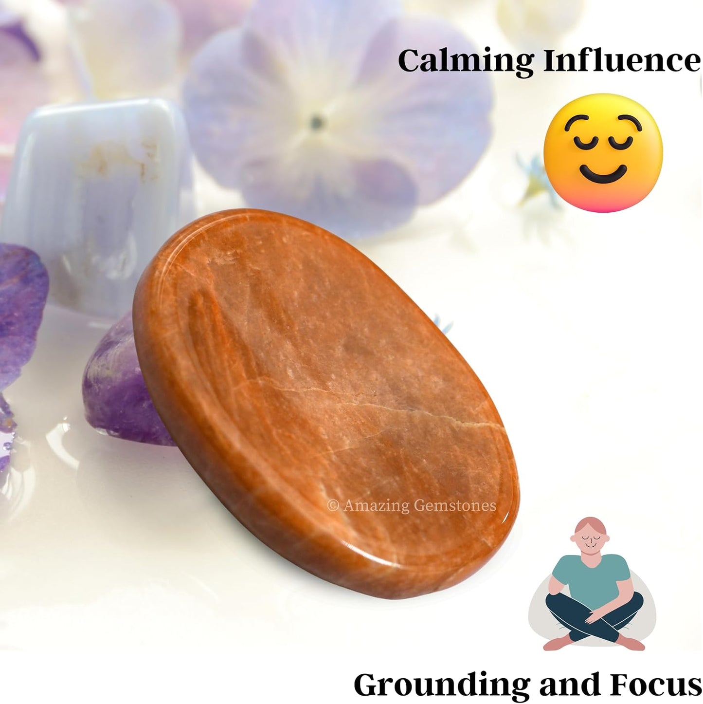 Amazing Gemstone Labradorite Thumb Worry Stone, Anxiety Stone, Healing Crystals - Piedra Crystal Fidget for Gift, Meditation, Calming, Relaxation, Stress Relief - Colors A