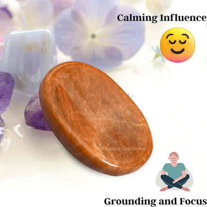 Amazing Gemstone Labradorite Thumb Worry Stone, Anxiety Stone, Healing Crystals - Piedra Crystal Fidget for Gift, Meditation, Calming, Relaxation, Stress Relief - Colors A