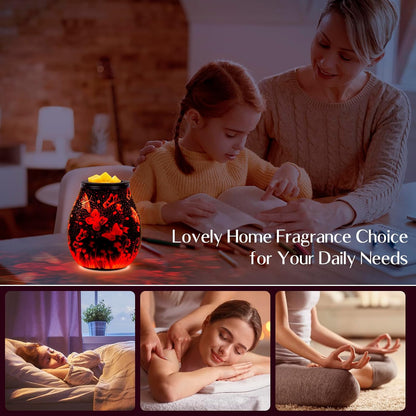 Wax Melt Warmer for Scented Wax- Glass Wax Melter for Home Fragrance with Removable Tray, Essential Oil Warmer Wax Cubes Burner Aroma Night Light for Home Office Bedroom Decor Gifts for Women